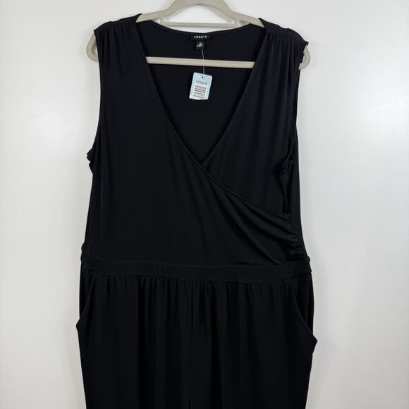 Torrid New Black Jumpsuit 2X V Neck Sleeveless Stretch Minimalist Classic Gothic - Picture 2 of 11